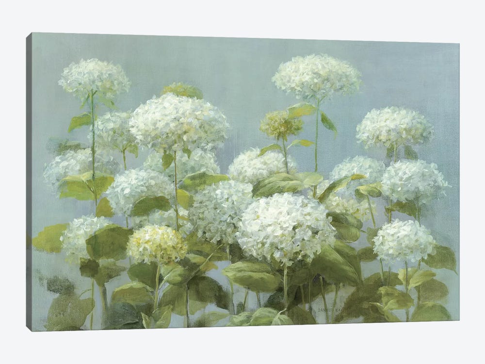 White Hydrangea Garden by Danhui Nai 1-piece Canvas Art Print