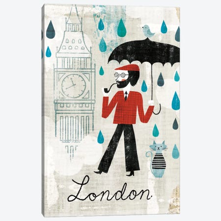 Rainy Day London Canvas Print #WAC2279} by Michael Mullan Canvas Artwork