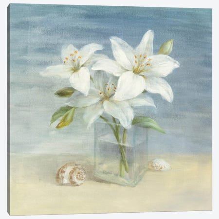 Lilies and Shells Canvas Print #WAC232} by Danhui Nai Art Print