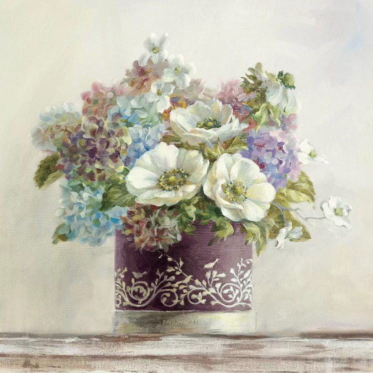 Anemones in Aubergine Hatbox