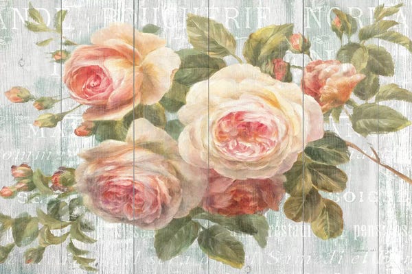 Shabby Chic Décor: Vintage Roses on Driftwood by Danhui Nai