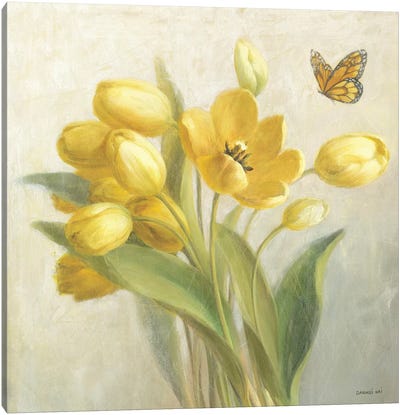 Yellow French Tulips Canvas Art Print - Butterfly Art