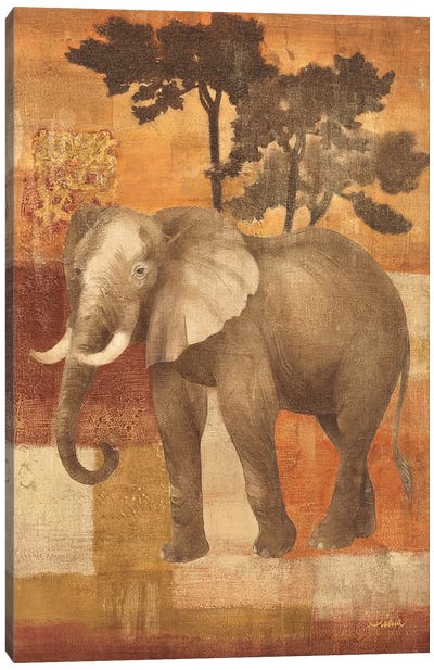 Animals on Safari IV Canvas Art Print - Elephant Art
