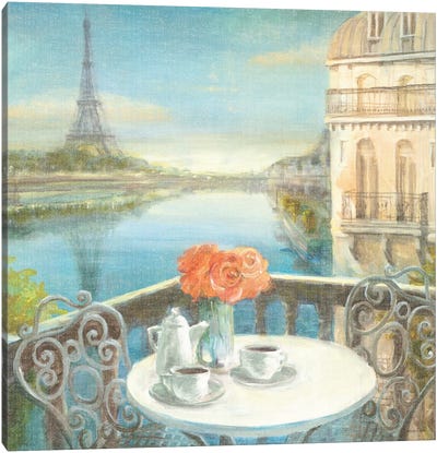 Morning on the Seine Canvas Art Print - Famous Architecture & Engineering