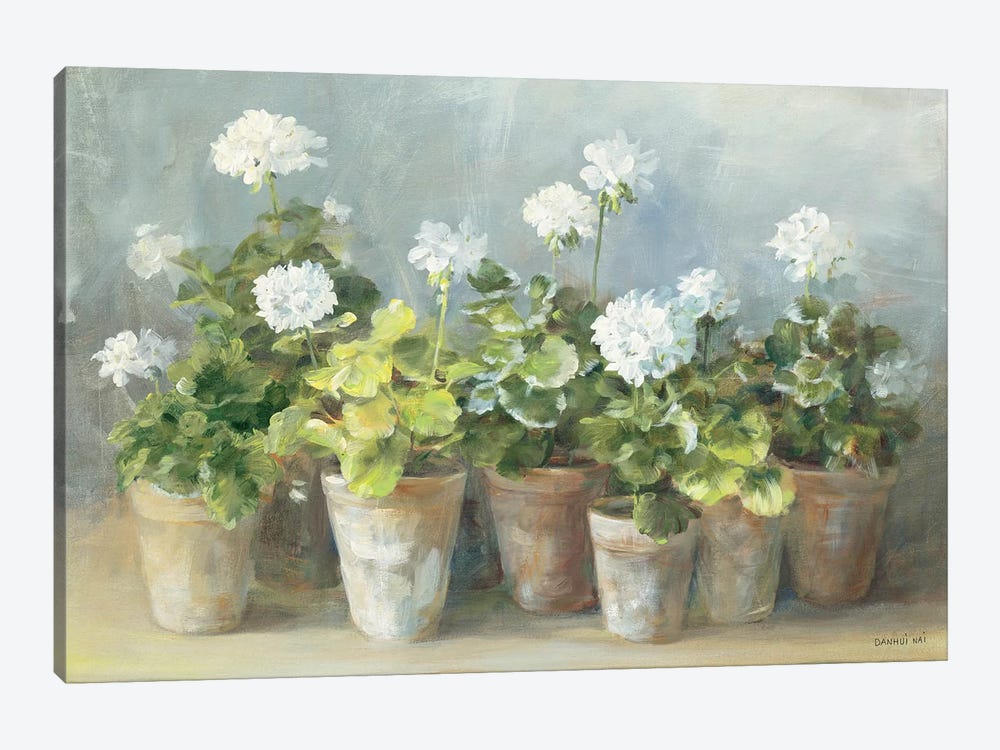 White Geraniums by Danhui Nai 1-piece Canvas Art