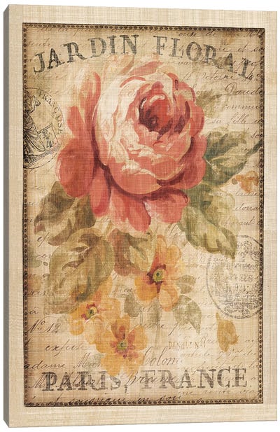 Parisian Flowers II Canvas Art Print - French Country Décor