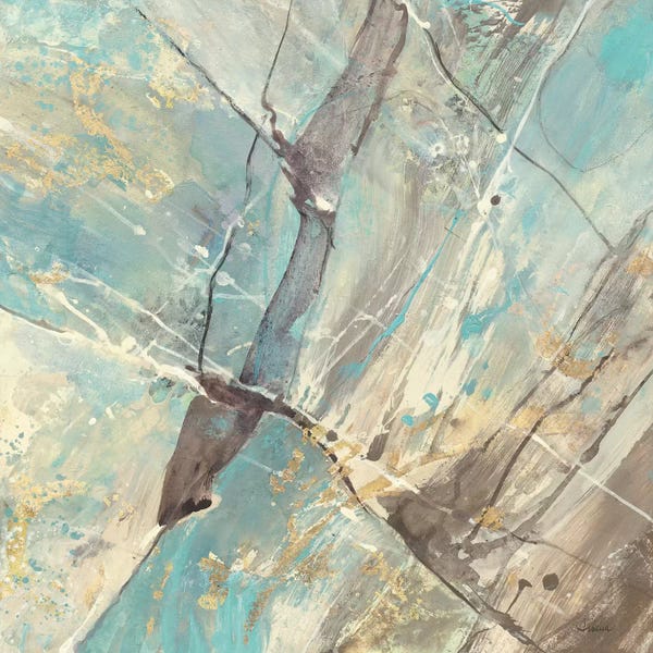 Teal Abstract Art: Blue Water II by Albena Hristova