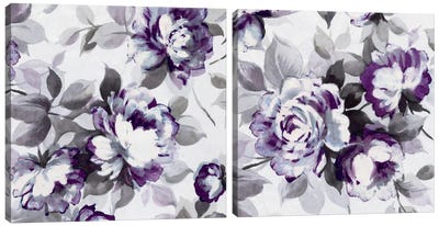 Scent of Plum Roses Diptych Canvas Art Print - Art Sets | Triptych & Diptych Wall Art