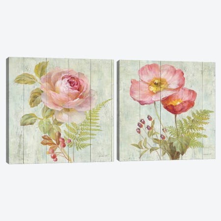 Natural Flora Diptych Canvas Print Set #WAC2HSET027} by Danhui Nai Canvas Art Print