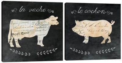 Les Animals Cameo Diptych Canvas Art Print