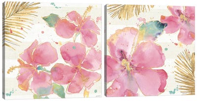 Flamingo Fever Diptych Canvas Art Print - Art Sets | Triptych & Diptych Wall Art