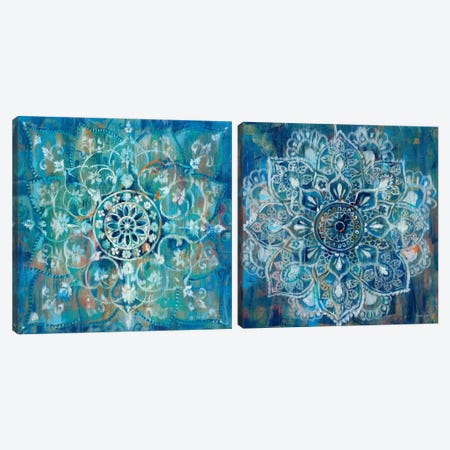Mandala in Blue Diptych Canvas Print Set #WAC2HSET060} by Danhui Nai Canvas Wall Art