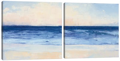 True Blue Ocean Diptych Canvas Art Print - Art Sets | Triptych & Diptych Wall Art