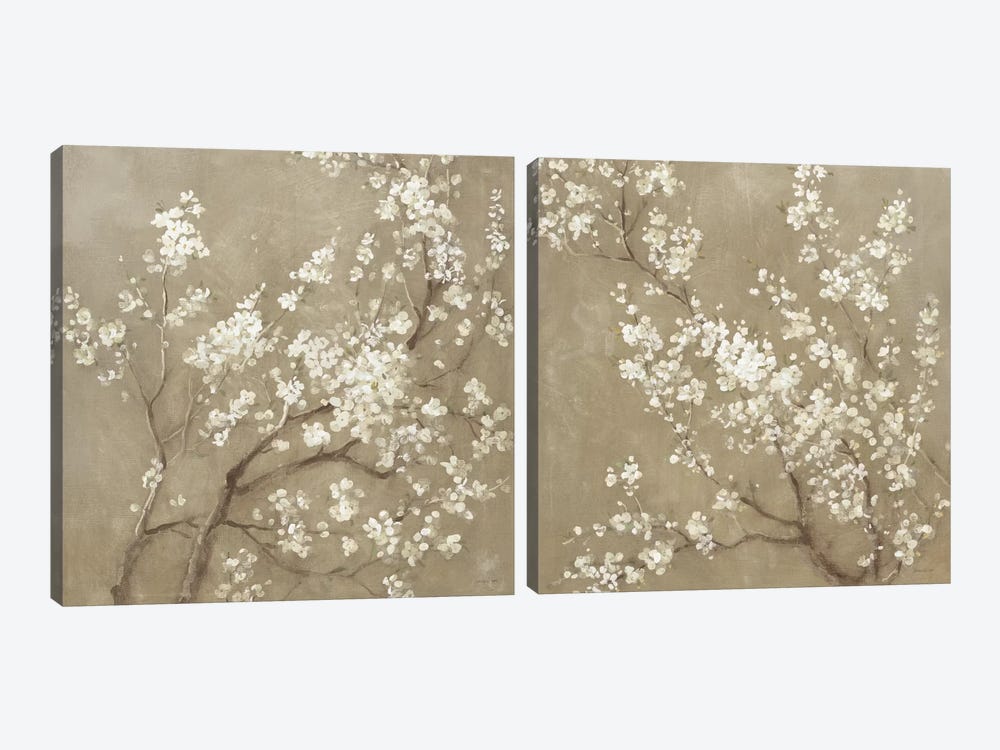 White Cherry Blossoms Diptych by Danhui Nai 2-piece Canvas Art
