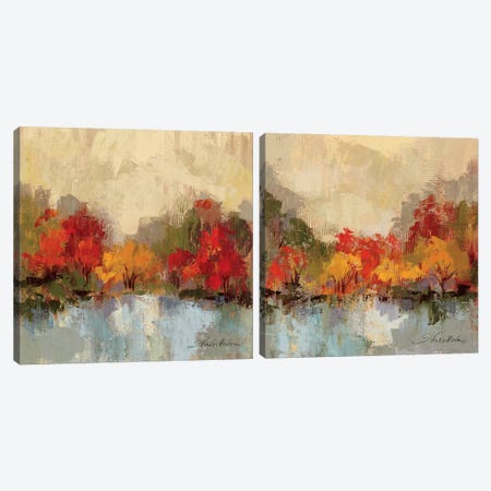 Fall Riverside Diptych Canvas Print Set #WAC2HSET095} by Silvia Vassileva Canvas Artwork