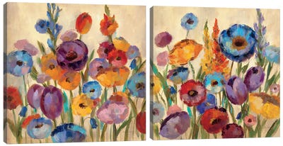 Garden Hues Diptych Canvas Art Print - Art Sets | Triptych & Diptych Wall Art