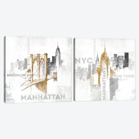 New York City Diptych Canvas Print Set #WAC2HSET099} by All That Glitters Canvas Print
