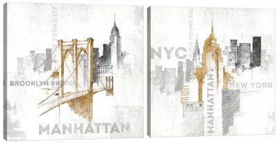 New York City Diptych Canvas Art Print - All that Glitters
