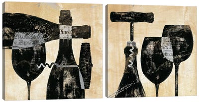 Wine Selection Diptych Canvas Art Print - Art Sets | Triptych & Diptych Wall Art