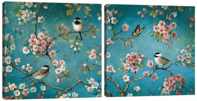 Blossom Diptych Canvas Art Print - Cherry Blossom Art