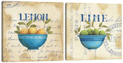 Lemon And Lime Diptych Canvas Art Print - Lemon & Lime Art