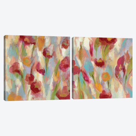 Breezy Floral Diptych Canvas Print Set #WAC2HSET122} by Silvia Vassileva Canvas Print