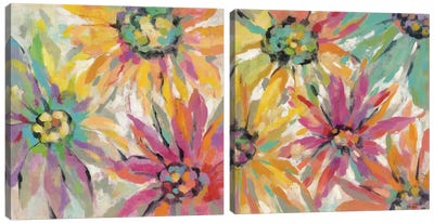 Abstracted Petals Diptych Canvas Art Print - Art Sets | Triptych & Diptych Wall Art