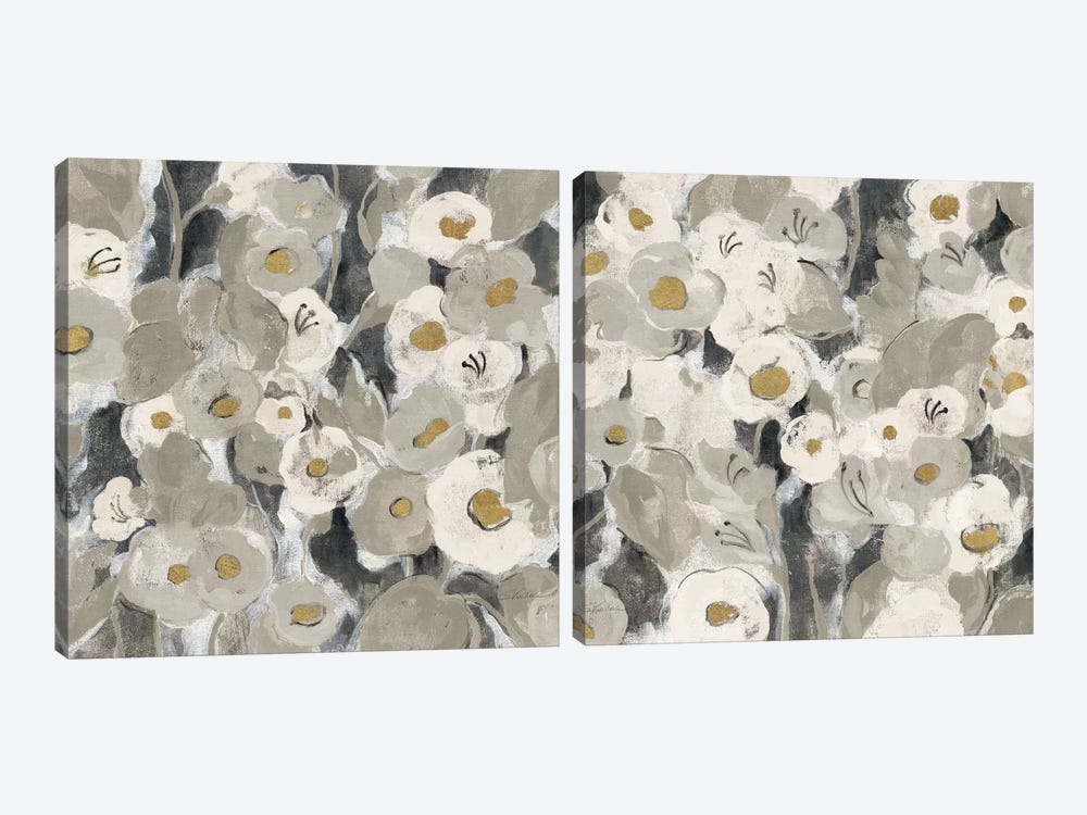Velvety Florals Neutral Diptych by Silvia Vassileva 2-piece Canvas Artwork