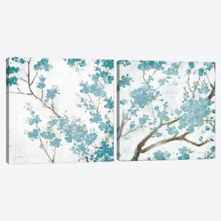 Cherry Blossoms Diptych Canvas Print Set #WAC2HSET154} by Danhui Nai Art Print