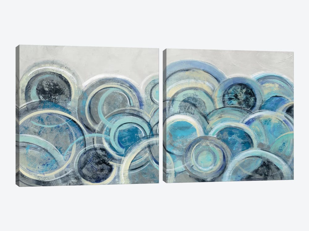 Variation Blue Grey Diptych by Silvia Vassileva 2-piece Canvas Wall Art
