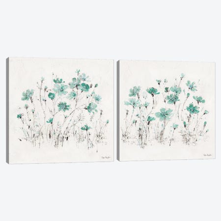 Wildflowers Turquoise Diptych Canvas Print Set #WAC2HSET168} by Lisa Audit Canvas Print