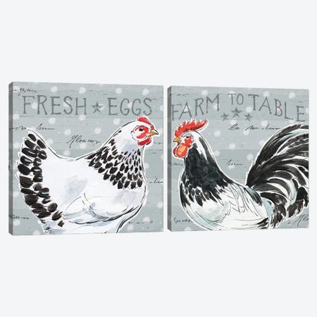 Roosters Call Diptych Canvas Print Set #WAC2HSET171} by Daphne Brissonnet Canvas Wall Art