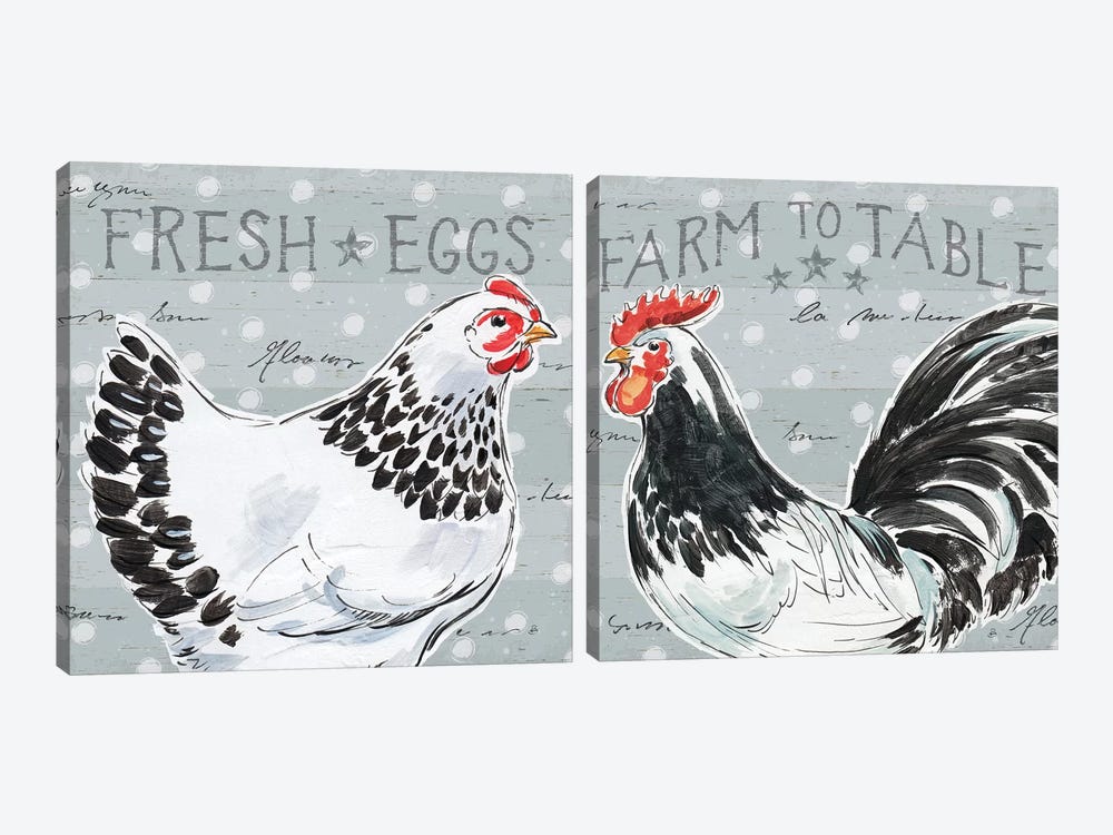 Roosters Call Diptych by Daphne Brissonnet 2-piece Canvas Art