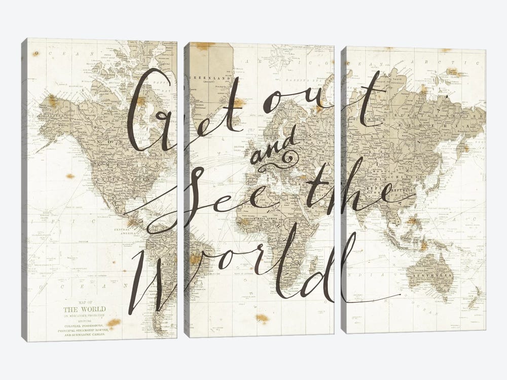 Get Out and See the World by Sara Zieve Miller 3-piece Canvas Artwork