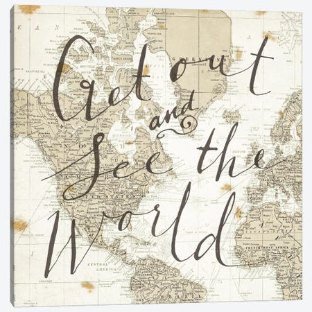 Get Out and See the World Square Canvas Print #WAC3126} by Sara Zieve Miller Canvas Art