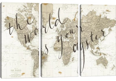 The World Is Your Oyster Canvas Art Print - 3-Piece Map Art