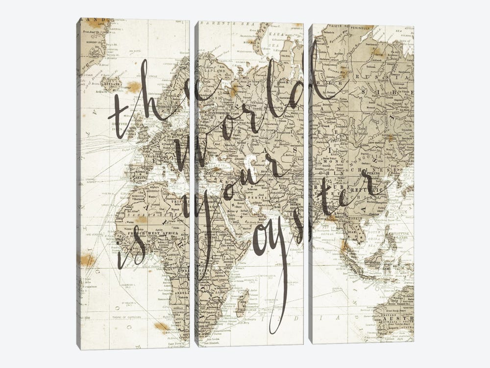 The World Is Your Oyster Square by Sara Zieve Miller 3-piece Canvas Print
