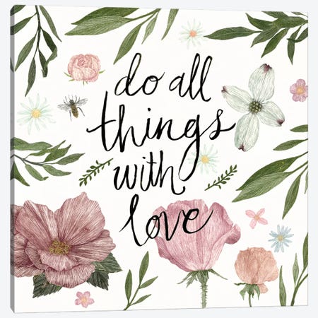Live Beautifully Do All Things With Love Canvas Print #WAC3136} by Sara Zieve Miller Canvas Art Print