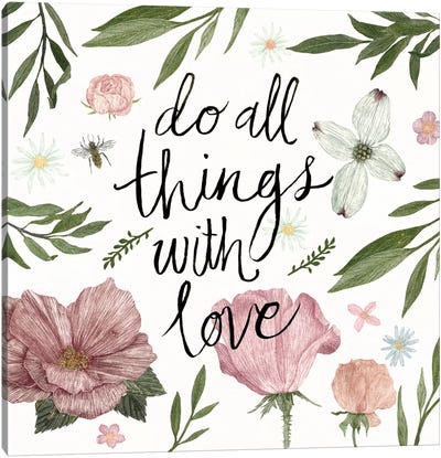 Live Beautifully Do All Things With Love Canvas Art Print - Dusty Pink