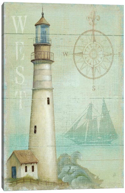 West Coastal Light Canvas Art Print - Lighthouse Art
