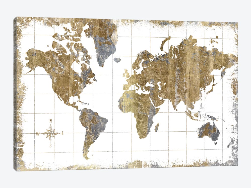 Gilded Map by All That Glitters 1-piece Canvas Art