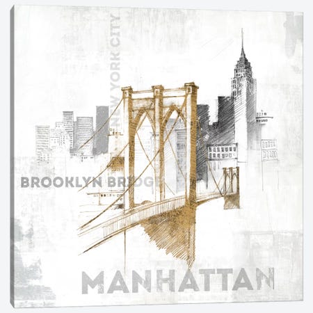 Brooklyn Bridge Canvas Print #WAC3227} by All That Glitters Canvas Print