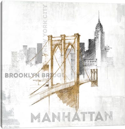 Brooklyn Bridge Canvas Art Print - White Art
