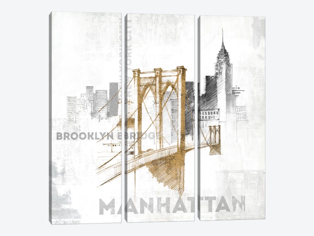 Brooklyn Bridge by All That Glitters 3-piece Canvas Art