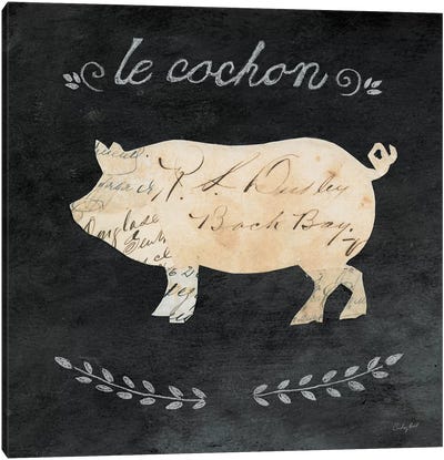 Le Cochon Cameo Canvas Art Print - Pig Art