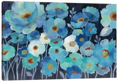 Indigo Flowers I Canvas Art Print - Best Selling Floral Art