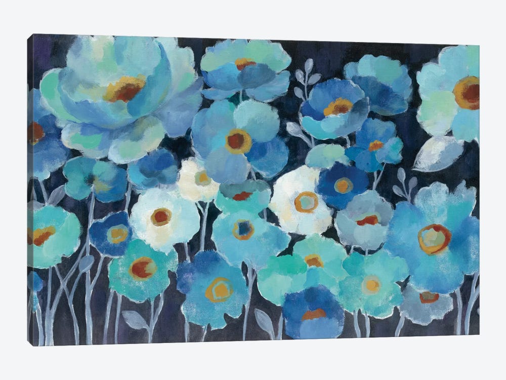Indigo Flowers I 1-piece Canvas Artwork