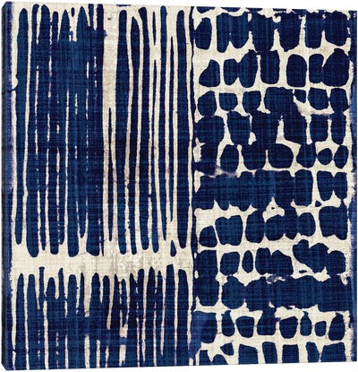 Indigo Batik III Canvas Art Print - Blue & White Art