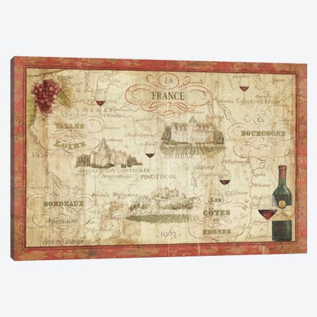 Wine Map Canvas Print #WAC334} by Daphne Brissonnet Art Print