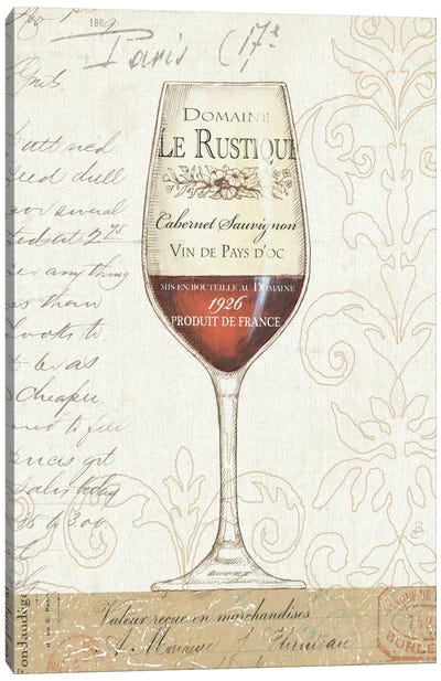 Wine by the Glass I  Canvas Art Print - Ice Blue & Cherry Red Art